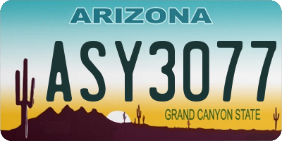 AZ license plate ASY3077