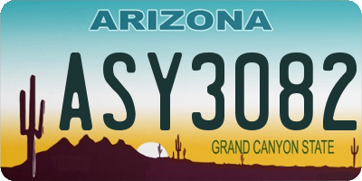 AZ license plate ASY3082