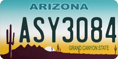 AZ license plate ASY3084