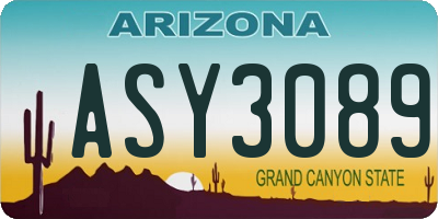 AZ license plate ASY3089
