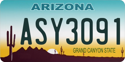 AZ license plate ASY3091