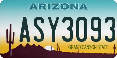 AZ license plate ASY3093