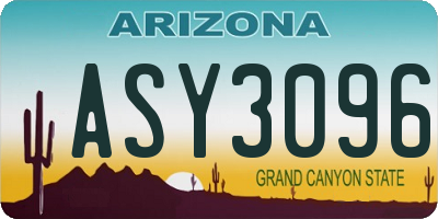 AZ license plate ASY3096