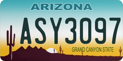 AZ license plate ASY3097