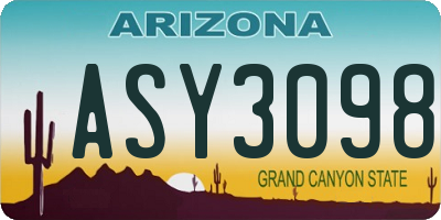 AZ license plate ASY3098