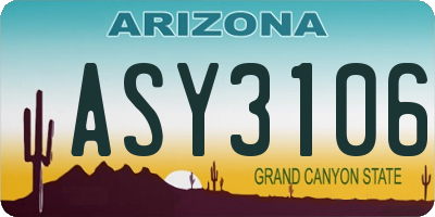 AZ license plate ASY3106
