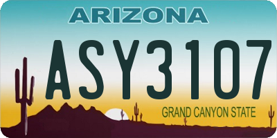 AZ license plate ASY3107