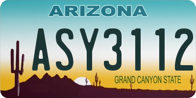 AZ license plate ASY3112