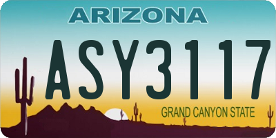 AZ license plate ASY3117