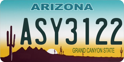 AZ license plate ASY3122