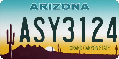 AZ license plate ASY3124