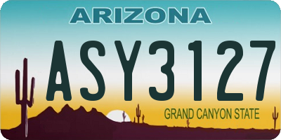 AZ license plate ASY3127