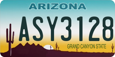 AZ license plate ASY3128
