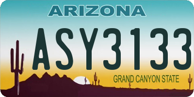 AZ license plate ASY3133