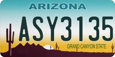 AZ license plate ASY3135