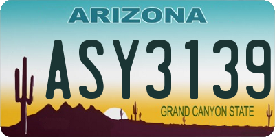 AZ license plate ASY3139