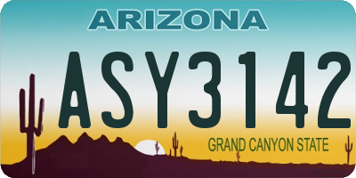AZ license plate ASY3142