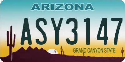 AZ license plate ASY3147