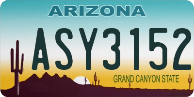 AZ license plate ASY3152