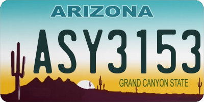 AZ license plate ASY3153