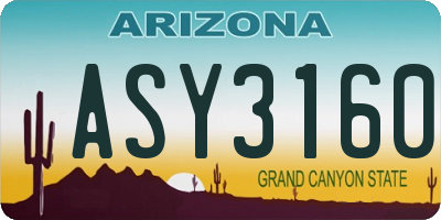 AZ license plate ASY3160