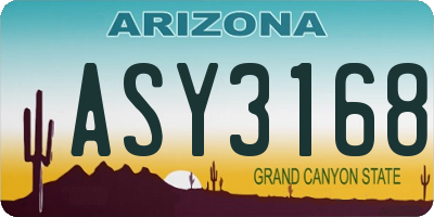 AZ license plate ASY3168