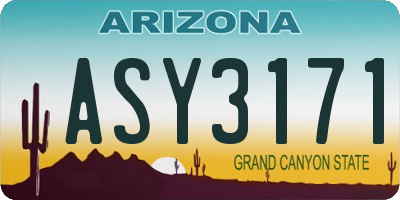 AZ license plate ASY3171