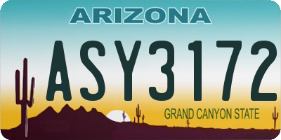AZ license plate ASY3172