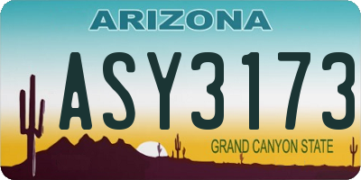 AZ license plate ASY3173