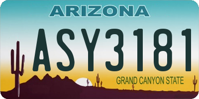 AZ license plate ASY3181