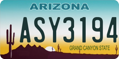AZ license plate ASY3194