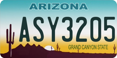 AZ license plate ASY3205