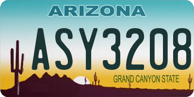 AZ license plate ASY3208