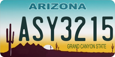 AZ license plate ASY3215