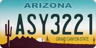 AZ license plate ASY3221