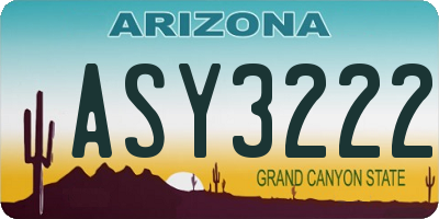 AZ license plate ASY3222