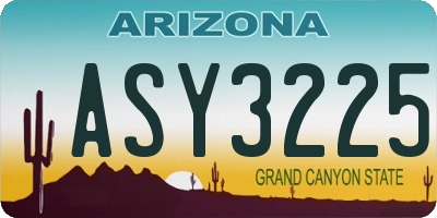 AZ license plate ASY3225