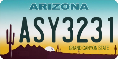 AZ license plate ASY3231