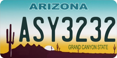 AZ license plate ASY3232