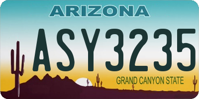 AZ license plate ASY3235