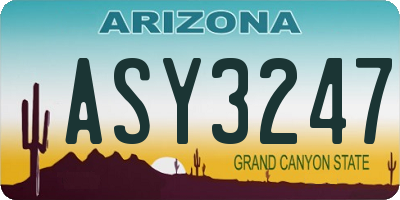 AZ license plate ASY3247