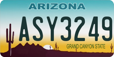 AZ license plate ASY3249