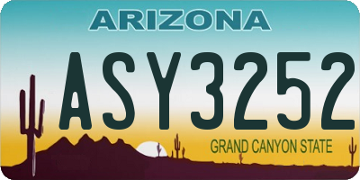 AZ license plate ASY3252