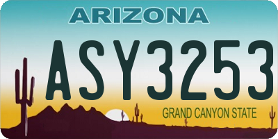 AZ license plate ASY3253