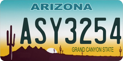 AZ license plate ASY3254