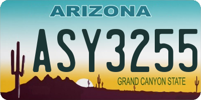 AZ license plate ASY3255