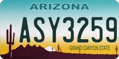 AZ license plate ASY3259