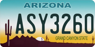 AZ license plate ASY3260