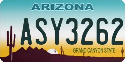 AZ license plate ASY3262