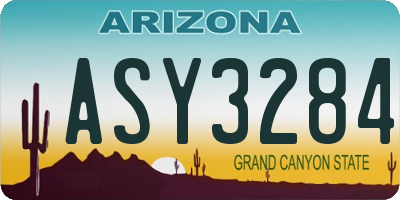 AZ license plate ASY3284